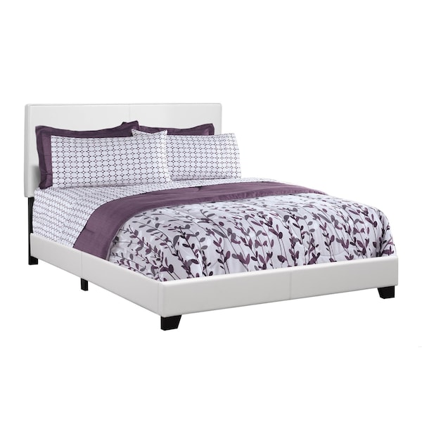 Homeroots 45.75 in. White Solid WoodMDF & Foam Queen Size Bed with Leather Look - 333281