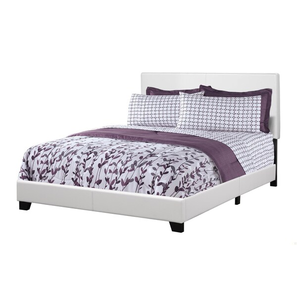 Homeroots 45.75 in. White Solid WoodMDF & Foam Queen Size Bed with Leather Look - 333281