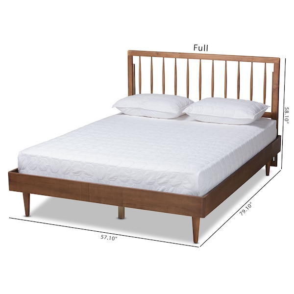 Baxton Studio Sora Mid-Century Modern Ash Walnut Finished Wood King Size Platform Bed - 180-11111-9816-ZORO