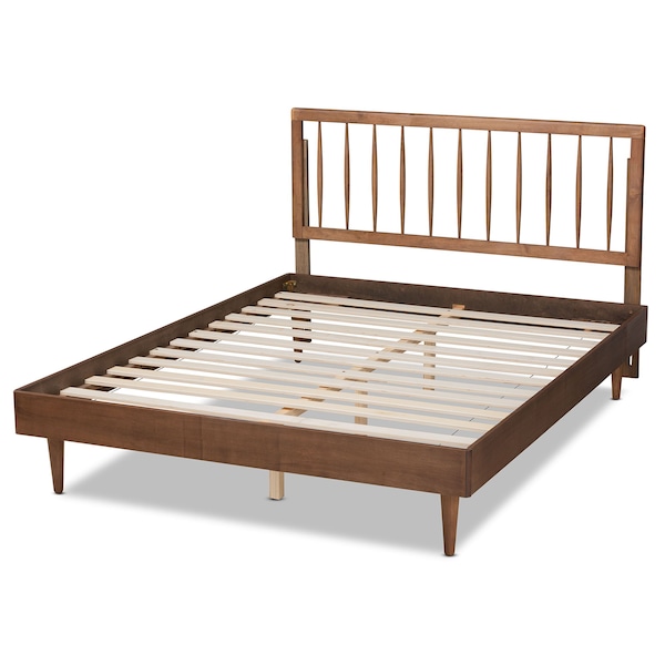 Baxton Studio Sora Mid-Century Modern Ash Walnut Finished Wood King Size Platform Bed - 180-11111-9816-ZORO