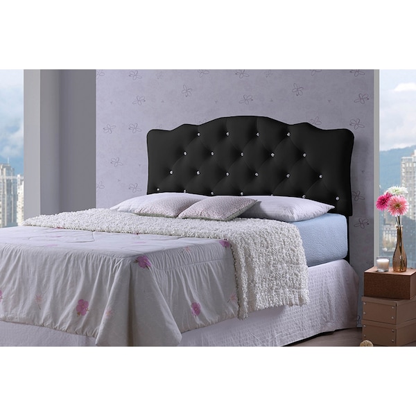 Baxton Studio Rita Full Size Black Faux Leather Upholstered Button-tufted Headboard - 118-6416