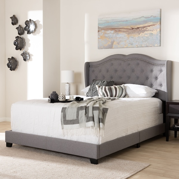 Baxton Studio Aden Modern Grey Upholstered King Size Bed - 149-8972