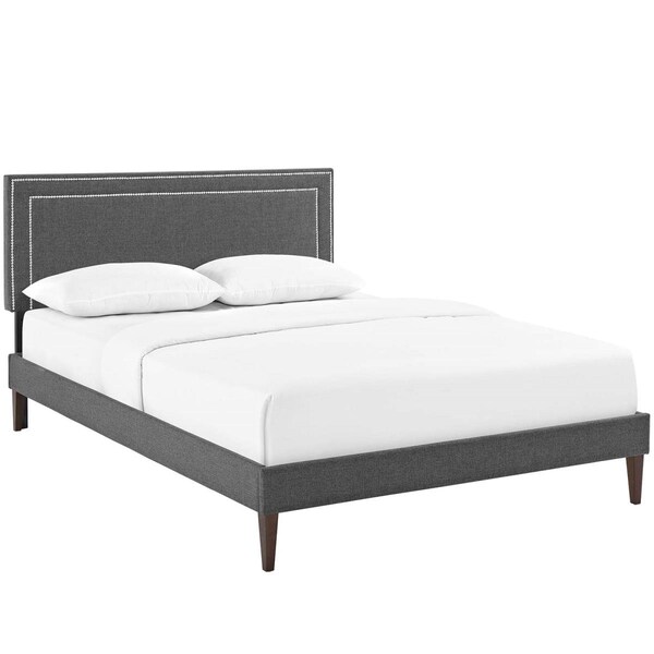 Modway Furniture Virginia Full Fabric Platform Bed with Squared Tapered Legs - Gray, 40 - 47.5 x 57.5 x 78.5 in. - MOD-5921-GRY