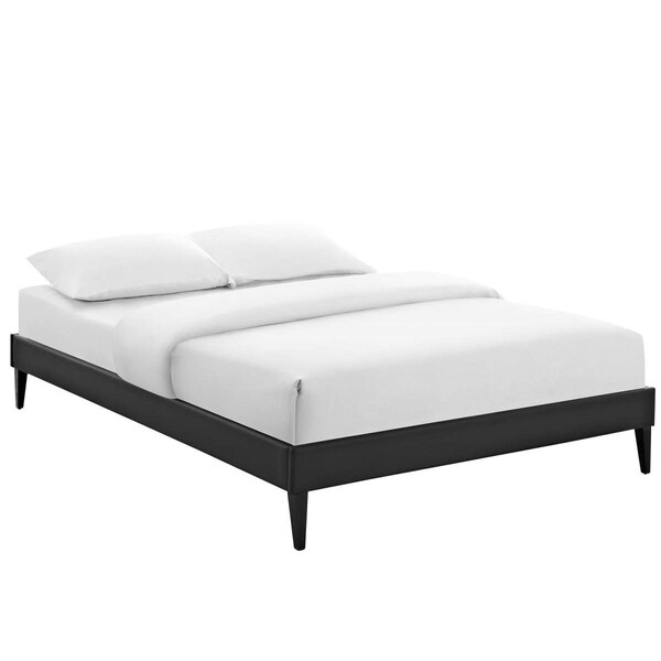 Modway Furniture Tessie Full Vinyl Bed Frame with Squared Tapered Legs - Black, 13 x 57.5 x 80.5 in. - MOD-5896-BLK