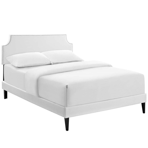 Modway Furniture Corene Queen Vinyl Platform Bed with Squared Tapered Legs - White, 46 x 63.5 x 83.5 in. - MOD-5954-WHI