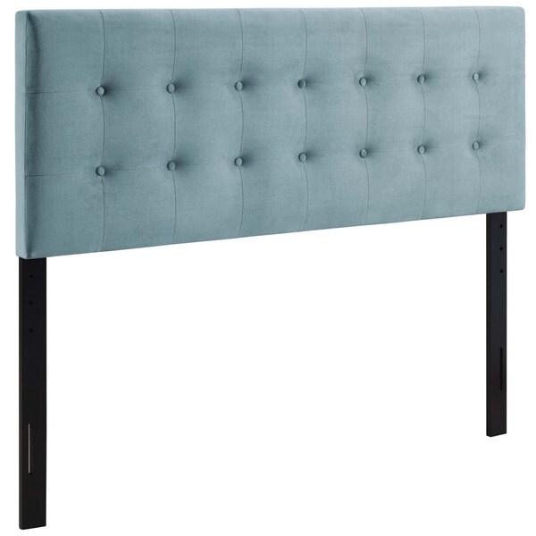 Modway Furniture Emily Queen Biscuit Tufted Performance Velvet Headboard, Light Blue - MOD-6116-LBU