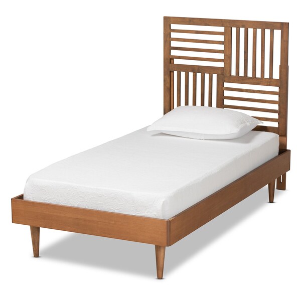 Baxton Studio Romy Modern and Contemporary Walnut Brown Finished Wood Twin Size Platform Bed - 184-11142-11158-ZORO