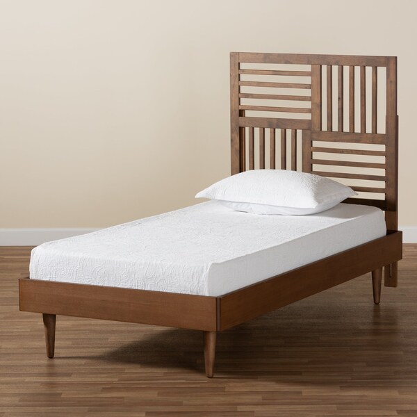 Baxton Studio Romy Modern and Contemporary Walnut Brown Finished Wood Twin Size Platform Bed - 184-11142-11158-ZORO