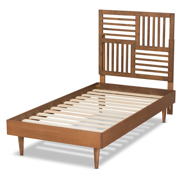Baxton Studio Romy Modern and Contemporary Walnut Brown Finished Wood Twin Size Platform Bed - 184-11142-11158-ZORO