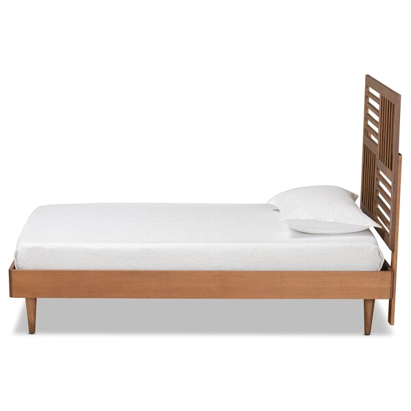 Baxton Studio Romy Modern and Contemporary Walnut Brown Finished Wood Twin Size Platform Bed - 184-11142-11158-ZORO