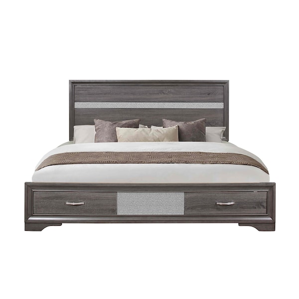 Global Furniture Usa Traditional Glam Melamine Seville Grey Full Bed - 3045
