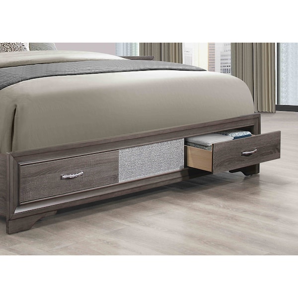 Global Furniture Usa Traditional Glam Melamine Seville Grey Full Bed - 3045