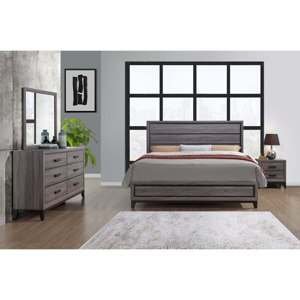 Global Furniture Usa Rustic Transitional Foil Kate Grey Full Bed Group - 2851