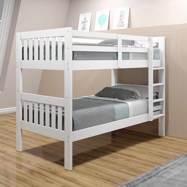 Donco PD-1010-3TTW Twin Over Mission Bunk Bed, White - PD_1010_3TTW