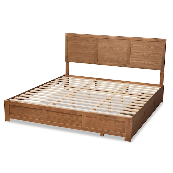 Baxton Studio Aras Modern Ash Walnut Brown Finished Wood King Size 3-Drawer Storage Bed - 180-9421-9622-ZORO