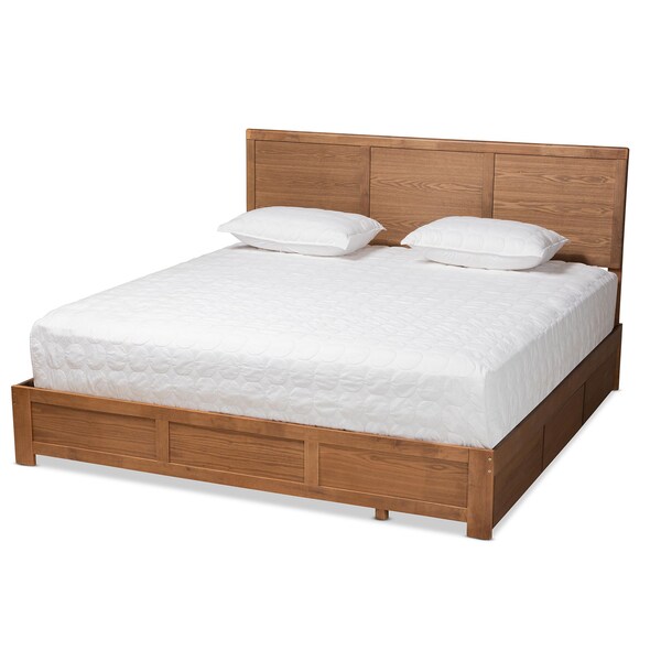 Baxton Studio Aras Modern Ash Walnut Brown Finished Wood King Size 3-Drawer Storage Bed - 180-9421-9622-ZORO