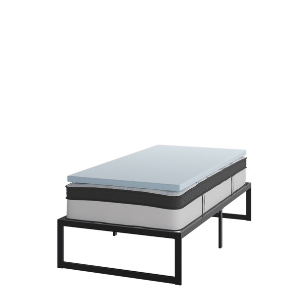Flash Furniture 12" Twin Mattress, 14" Bed frame & 3" Topper Set - XU-BD10-12PSM2M35-T-GG