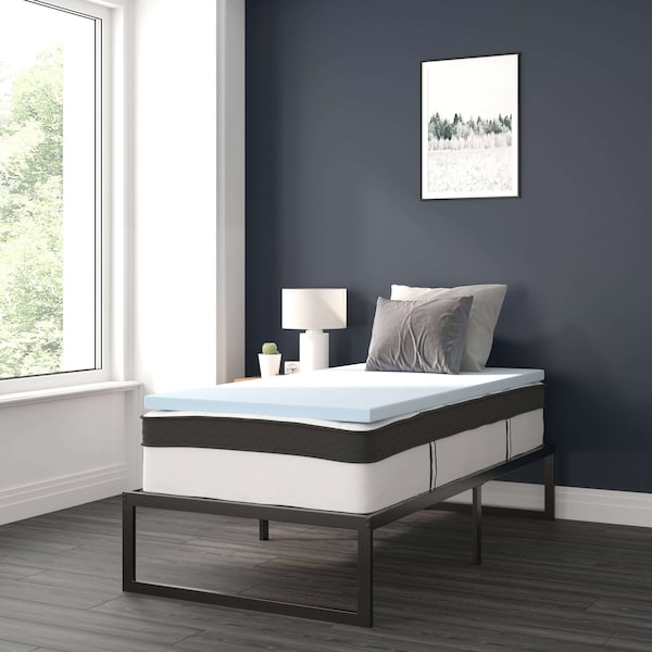 Flash Furniture 12" Twin Mattress, 14" Bed frame & 3" Topper Set - XU-BD10-12PSM2M35-T-GG