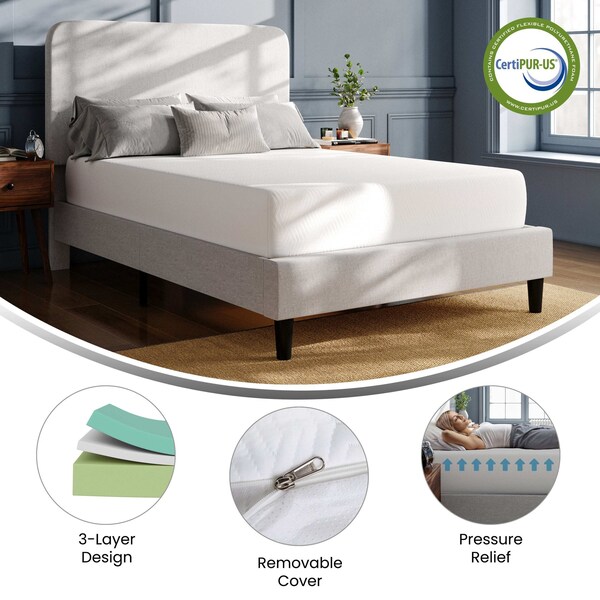 Flash Furniture Cloud Green Tea Cooling Gel 3-Layer Memory Foam 10in. Full Mattress in a Box, Washable Cover - CL-MFB3L-10-F-GG