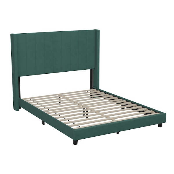 Flash Furniture Emerald Velvet Queen Platform Bed with Headboard - YK-1079-GR-Q-GG