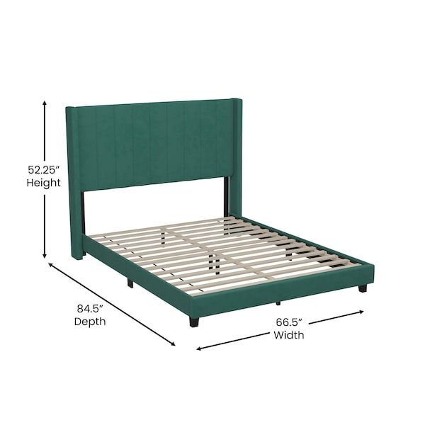 Flash Furniture Emerald Velvet Queen Platform Bed with Headboard - YK-1079-GR-Q-GG