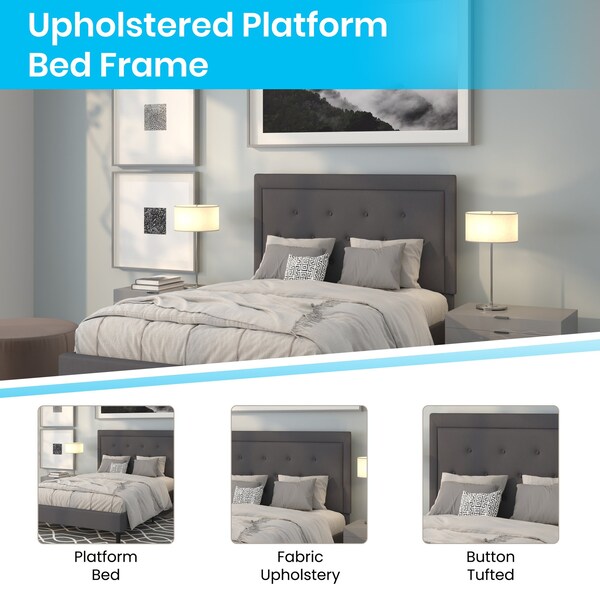 Flash Furniture Roxbury Full Platform Bed, Dark Gray - SL-BK5-F-DG-GG