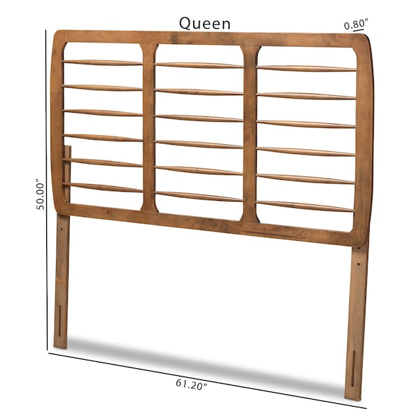 Baxton Studio Carolyn Mid-Century Modern Ash Walnut Finished Wood Full Size Headboard - 180-11147-ZORO