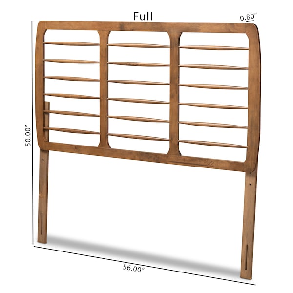 Baxton Studio Carolyn Mid-Century Modern Ash Walnut Finished Wood Full Size Headboard - 180-11147-ZORO
