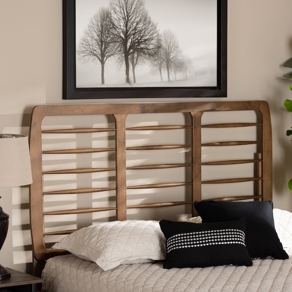 Baxton Studio Carolyn Mid-Century Modern Ash Walnut Finished Wood Full Size Headboard - 180-11147-ZORO