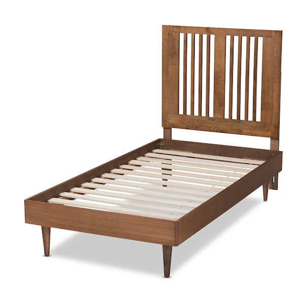 Baxton Studio Kioshi Mid-Century Modern Transitional Ash Walnut Finished Wood Twin Size Platform Bed - 180-11150-11158-ZORO