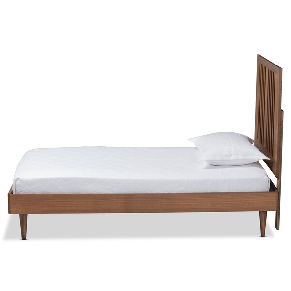 Baxton Studio Kioshi Mid-Century Modern Transitional Ash Walnut Finished Wood Twin Size Platform Bed - 180-11150-11158-ZORO
