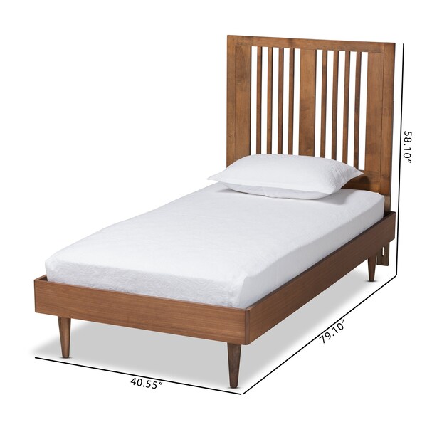 Baxton Studio Kioshi Mid-Century Modern Transitional Ash Walnut Finished Wood Twin Size Platform Bed - 180-11150-11158-ZORO
