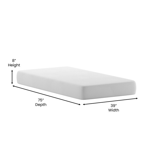 Flash Furniture 8" Twin Cooling Green Tea Memory Foam Mattress - CL-MF101-8-T-GG