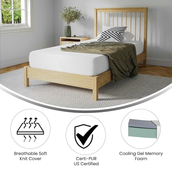 Flash Furniture 8" Twin Cooling Green Tea Memory Foam Mattress - CL-MF101-8-T-GG