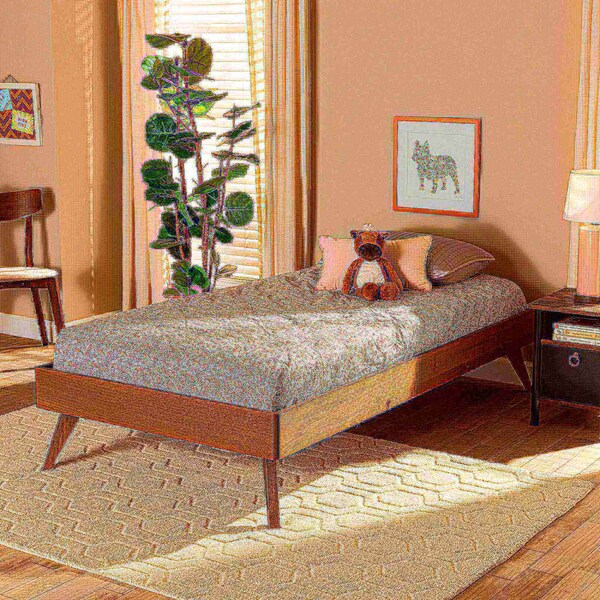 Baxton Studio Lissette Mid-Century Modern Ash Walnut Finished Wood Twin Size Platform Bed Frame - 180-11159-ZORO