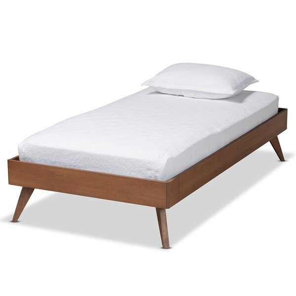 Baxton Studio Lissette Mid-Century Modern Ash Walnut Finished Wood Twin Size Platform Bed Frame - 180-11159-ZORO