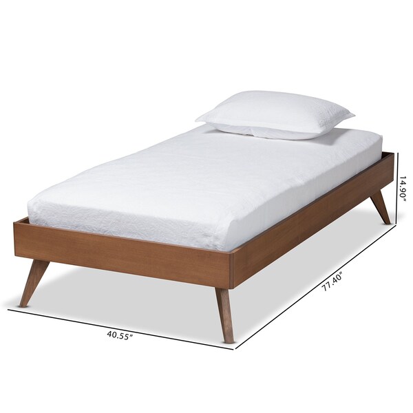 Baxton Studio Lissette Mid-Century Modern Ash Walnut Finished Wood Twin Size Platform Bed Frame - 180-11159-ZORO