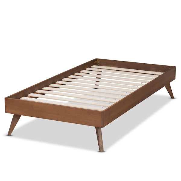 Baxton Studio Lissette Mid-Century Modern Ash Walnut Finished Wood Twin Size Platform Bed Frame - 180-11159-ZORO