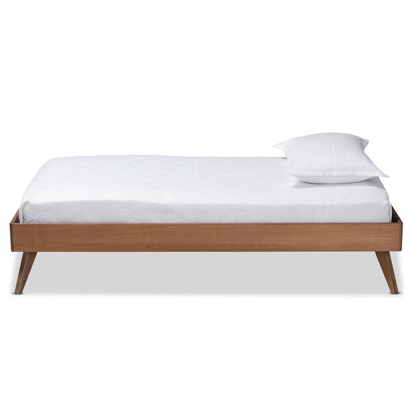 Baxton Studio Lissette Mid-Century Modern Ash Walnut Finished Wood Twin Size Platform Bed Frame - 180-11159-ZORO