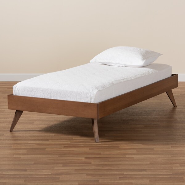 Baxton Studio Lissette Mid-Century Modern Ash Walnut Finished Wood Twin Size Platform Bed Frame - 180-11159-ZORO