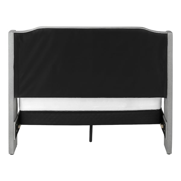 Monarch Specialties Bed, Queen Size, Bedroom, Upholstered, Grey Linen Look, Chrome Metal Legs, Transitional - I 6045Q