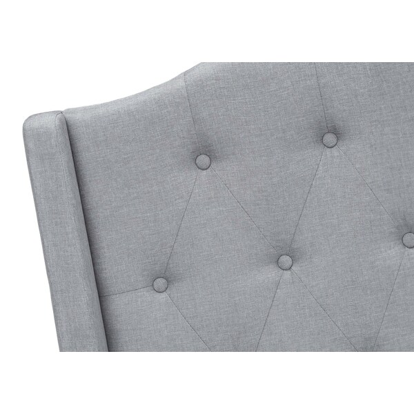 Monarch Specialties Bed, Queen Size, Bedroom, Upholstered, Grey Linen Look, Chrome Metal Legs, Transitional - I 6045Q