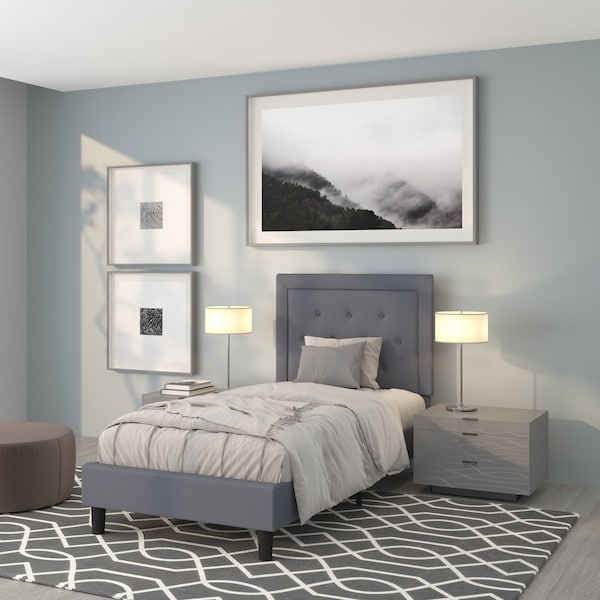 Flash Furniture Roxbury Twin Platform Bed, Light Gray - SL-BK5-T-LG-GG