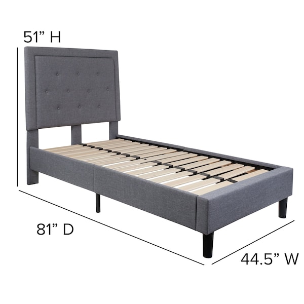 Flash Furniture Roxbury Twin Platform Bed, Light Gray - SL-BK5-T-LG-GG
