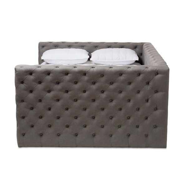 Baxton Studio Anabella Grey Upholstered Queen Size Daybed with Trundle - 147-8710