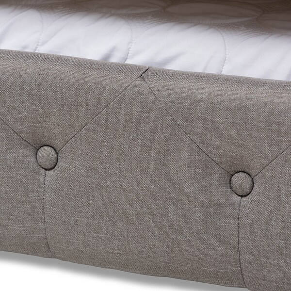 Baxton Studio Anabella Grey Upholstered Queen Size Daybed with Trundle - 147-8710