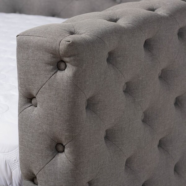 Baxton Studio Anabella Grey Upholstered Queen Size Daybed with Trundle - 147-8710