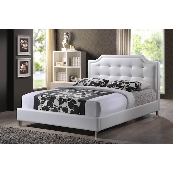 Baxton Studio Carlotta White Modern Bed with Upholstered Headboard - King Size - 103-5191