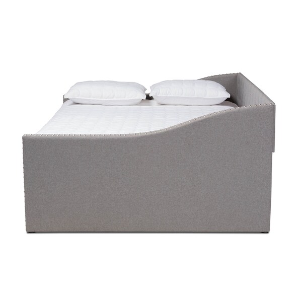 Baxton Studio Haylie Light Grey Full Size Daybed with Roll-Out Trundle Bed - 158-9674