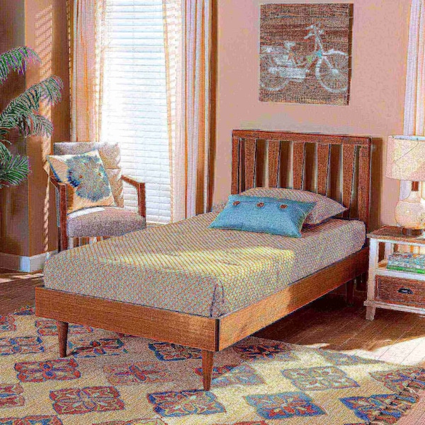 Baxton Studio Kuro Modern and Contemporary Walnut Brown Finished Wood Twin Size Platform Bed - 184-11100-11158-ZORO